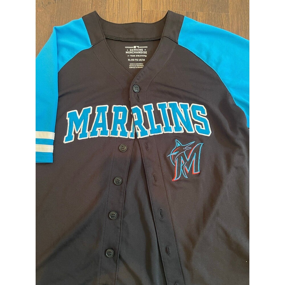 Black and Blue Marlins Jersey-Kids XL (14/16)